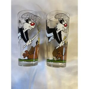 Tweety Sylvester Spike Looney Tunes Drinking 2 Glasses‎ 1976 Pepsi Coll. Series